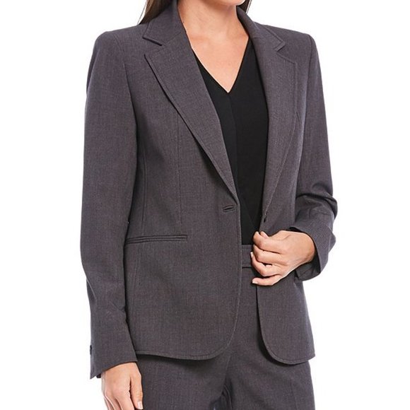 Anne Klein Melange Notch Collar One Button Jacket - Picture 4 of 7